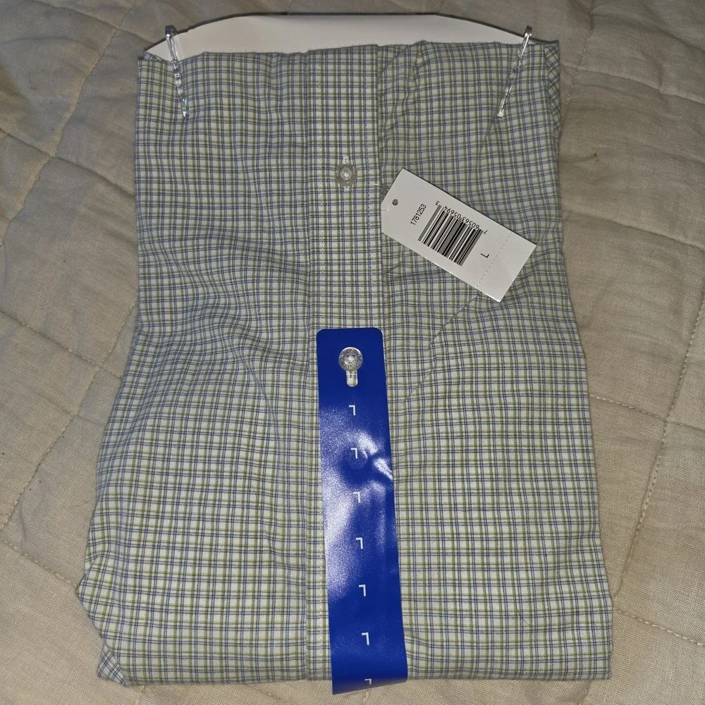 Banana Republic Stretch Poplin Shirt,‎  Green, Large Slim Fit